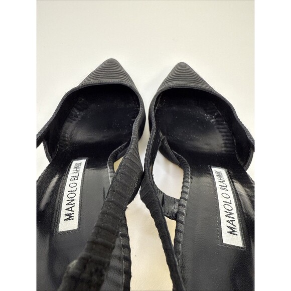 Manolo Blahnik Bretto Satin Slingback Pointy Toe Pumps EU 35.5 - Picture 11 of 16